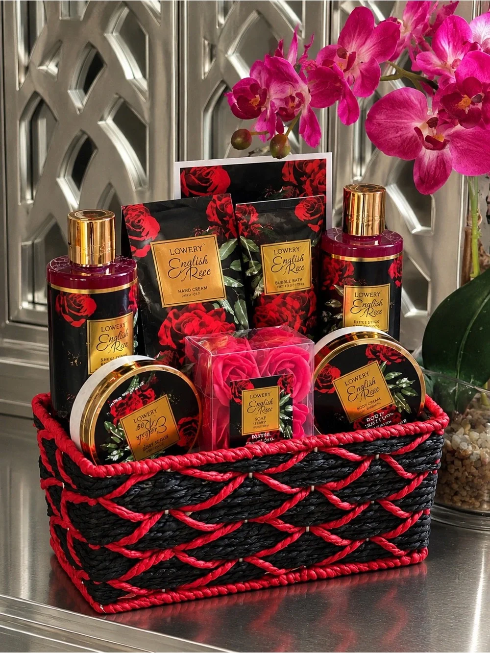 LOVERY Luxury Spa Gift Set Rose Scented Lotion Bath Basket Mothers Day New